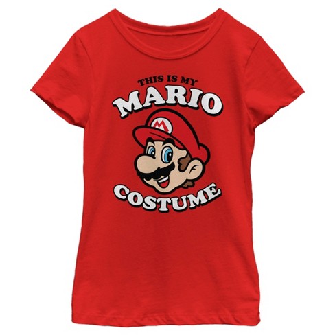 Girl's Nintendo This Is My Mario Costume T-shirt - Red - X Large : Target