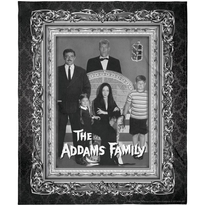 MGM The Addams Family Super Soft And Cuddly Plush Fleece Throw Blanket Black, 1 of 4