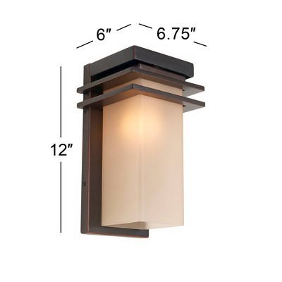 19" Bronze and Amber Glass Mission Style Outdoor Wall Light