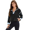 ATHLECHIC Women's Fleece Pullover Half Zip Cropped Sweatshirt Oversized with Pockets Warm Fuzzy Sweater - 3 of 4