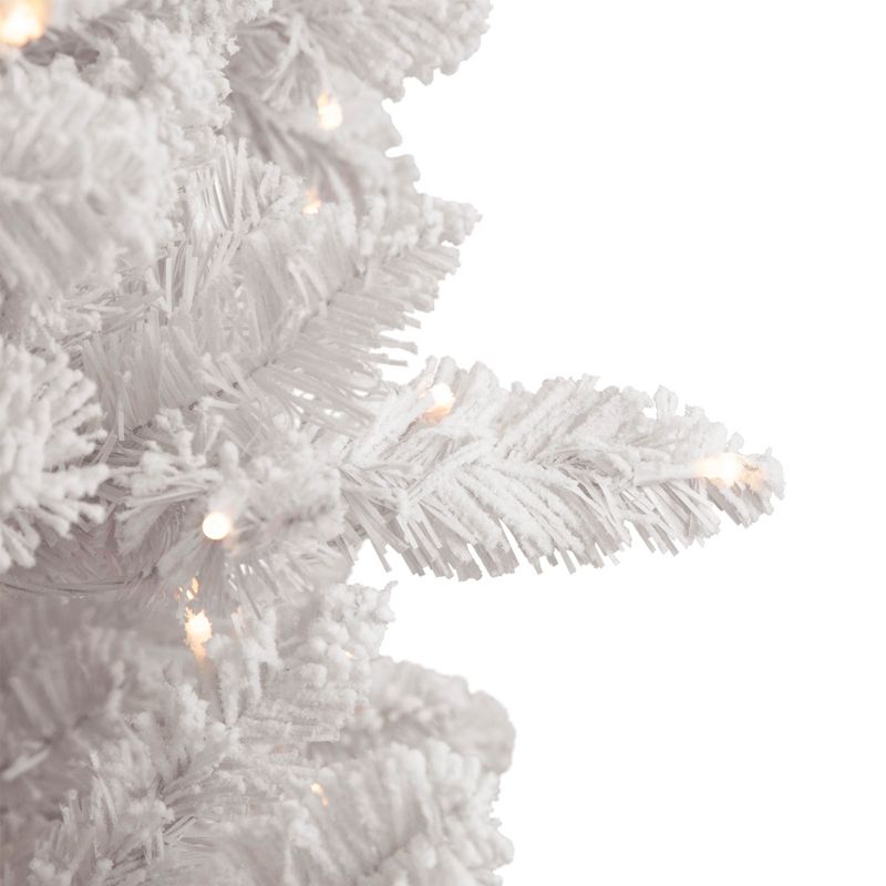 Northlight 6.5' Pre-Lit Medium Flocked Norway Pine Artificial Christmas Tree, Warm White LED Lights, 4 of 9