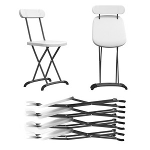 Gymax 2/4PC Folding Chair Heavy Duty Molded Chairs with Metal Curved Feet Wide Seat & Ergonomic Backrest Solid Frame Indoor Black/White - 1 of 4