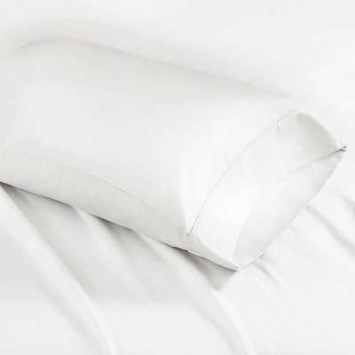 Queen White Cotton Polyester Sateen Sheet Set