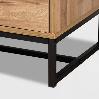 Reid Oak and Black Metal 2-Drawer TV Stand