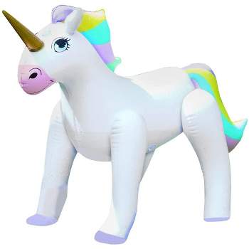 KOVOT Inflatable Unicorn Sprinkler - Fun Outdoor Water Toy for Kids Attaches to Garden Hose, 33 1/2" High