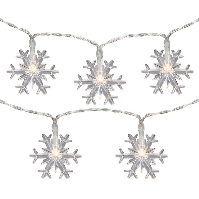Northlight 10-Count LED Snowflake Christmas Fairy Lights, 4.25ft, Copper Wire, 1 of 7