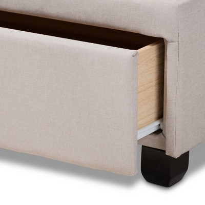 Elegant Beige Linen Queen Storage Bed with Biscuit Tufting