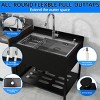 CHEVNI Silver Kitchen Sink Stainless Steel Single Bowl with Faucet Black Shelf Freestanding - 4 of 4