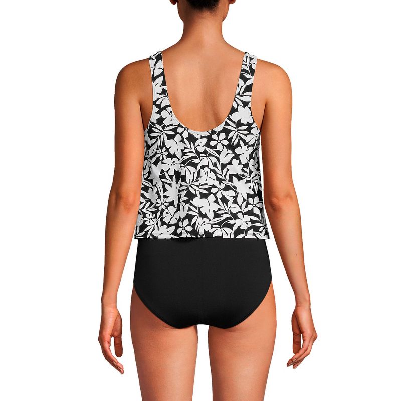 Lands' End Women's Chlorine Resistant V Neck One Piece Fauxkini Swimsuit, 2 of 4