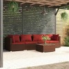 vidaXL Brown Patio Furniture - Red Cushion - 4 Seats with Table - 2 of 4