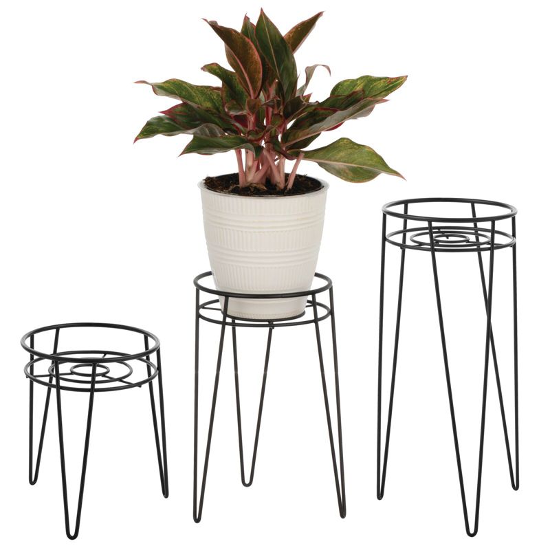 mDesign Metal Indoor/Outdoor Plant Stands with Hairpin Legs, Set of 3, 1 of 4