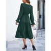 Coolmee Women's Bohemian Dress Casual Long Sleeve V Neck Dress Floral Flowy Maxi Dresses Tiered Cocktail Dress - 4 of 4