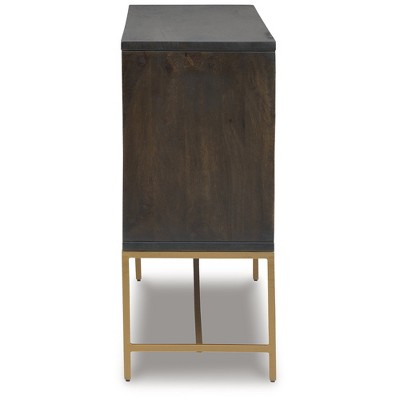 Elinmore 58" Brown and Gold Geometric Accent Cabinet