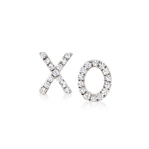 RS Pure by Ross-Simons 0.10 ct. t.w. Diamond Xo Mismatched Earrings in Sterling Silver - 1 of 4