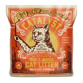 Catalyst Upcycled Natural Soft Wood Cat Litter Odor Control Deodorizing Clumping Dust Free Multi Cat Formula, 10 Pounds