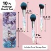 Glamlily 10 Piece Makeup Brush Set with Case, Acrylic Purple and Blue Makeup Brushes - 3 of 4