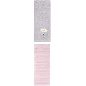 REGALWOVEN Pure Cotton Soft Absorbent Hand Towel Set for Bathroom 14" x 30"/13" x 30" 2 Pcs - 1 of 4