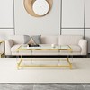 Lirago Modern Minimalist Gold Metal Frame Coffee Table with Acrylic Legs-Sleek Glass Top for Living Room & Office 47.2"W * 23.6"D * 17.7"H - 3 of 4