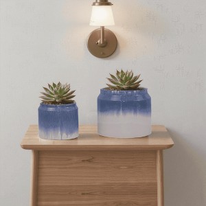 SpassWay 8" Dia Outdoor Indoor Ceramic Planter Pot Decorative Planter with Drainage Hole Patio Flower Pot - 1 of 4