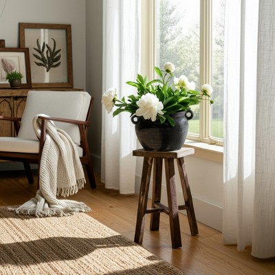 Large Ceramic Planter with Sculpted Handles for Indoor or Outdoor Display - Decorative Plant Stand for Room, Garden, Patio Decor, or Entryway Design