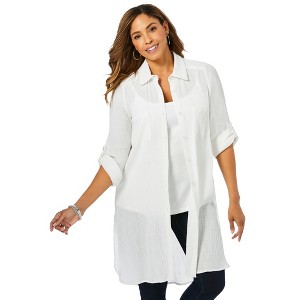 Jessica London Women's Plus Size Gauze Mega Tunic - 1 of 4