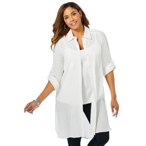 Plus size gauze tops best sale