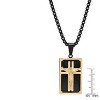 Steeltime 24" Men's two tone black ip and 18k gold plated stainless steel Our Father prayer crucifix pendant on black ip chain - 3 of 4