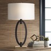 Pacific Coast Lighting Crescent 32" Tall Large Modern End Table Lamp Black Gold Metal Ring Single White Shade Living Room Bedroom Bedside Nightstand - 2 of 4