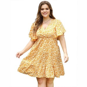 Wrap Midi Dresses A-Line Flare Casual Short Dresses - 1 of 1