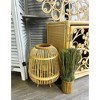 Essential Decor & Beyond 16.5" Tropical Bamboo Floor Lantern With Glass Candle Holder and Wooden Legs Decorative Accent - 4 of 4