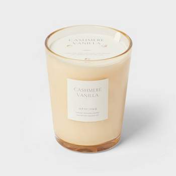 Colored Vase Glass with Dustcover Cashmere Vanilla Candle Ivory - Threshold™