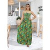 HAPPY BAY Women's House Daily Routine Evening Wear Holiday Flowy Backless Maxi A Line Casual Slit Party Strapless Tube Top Dress One Size Green, Leaf - 2 of 4