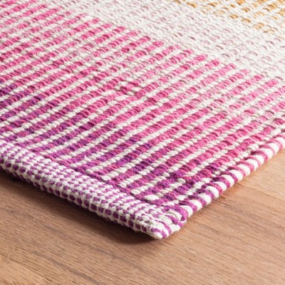 Coastal Breeze Handwoven Cotton Stripe Rug in Serene Blue