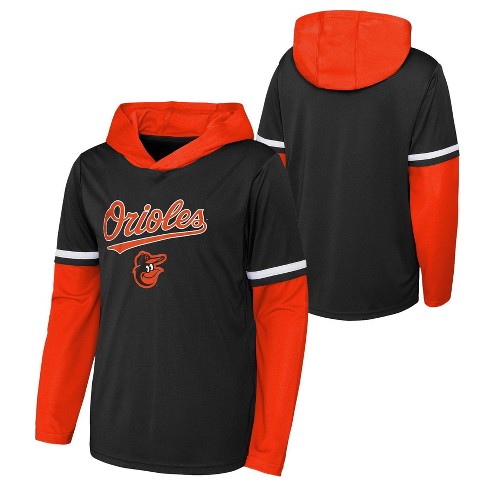 MLB Baltimore Orioles Boys' Long Sleeve Twofer Poly Hooded Sweatshirt - XS