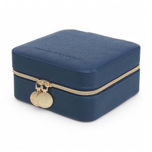 French Connection Large Travel Jewelry Box Organizer with Mirror – Faux Leather Storage for Rings, Earrings, Necklaces & Bracelets - 1 of 4