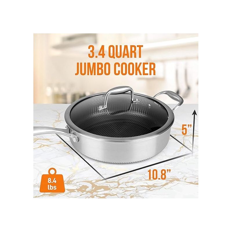 NutriChef Jumbo Cooker with Glass Lid - Triply Stainless Steel Cookware, DAKIN Etching Non-Stick Coating Inside and Outside, 2 of 8