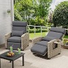 Outdoor Recliner Chair, Patio Lounge Chair with Adjustable Backrest & Footrest, 145° Reclining Chair, Flip-Up Side Table and Removable Cushion - 3 of 4