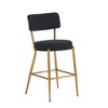 24"Set of 4 modern teddy fabric upholstered bar stools - Metal base high stool - Suitable for kitchen,Black+Golden - 3 of 4