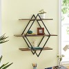 Danya B. 3-Tier Antigua Crossed Double Diamond Wall Shelf Unit Black/Rustic: Laminated Iron Frame, Includes Mounting Brackets - image 2 of 4