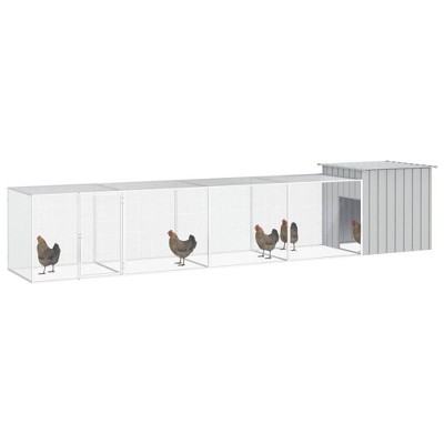 vidaXL Galvanized Steel Chicken Cage - Durable, Robust Poultry Habitat - Ideal for Chickens, Hens, Ducks - Size 196.9"x35.8"x39.4" - Gray