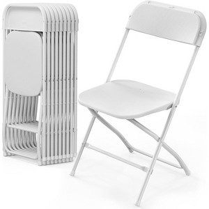 VINGLI Plastic Folding Chair, Indoor Outdoor Portable Stackable Commercial Seat for Events, Office, Parties and Camping, Set of 10, White - 1 of 4