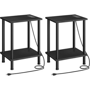 Set of 2 End Tables with USB Port and Outlets, Nightstand with 2-Layer Storage Shelves - 1 of 4