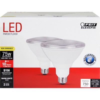 Feit Electric PAR38 E26 (Medium) LED Bulb Warm White 75 Watt Equivalence 2 pk