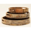 HomeRoots Set of Three Natural Round Solid Wood Floral Indoor Outdoor Handmade Serving Tray With Handles - 4 of 4