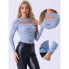 INSPIRE CHIC Women's See-Through Cut Out Long Sleeve Fitted Lace Floral Top - 2 of 4