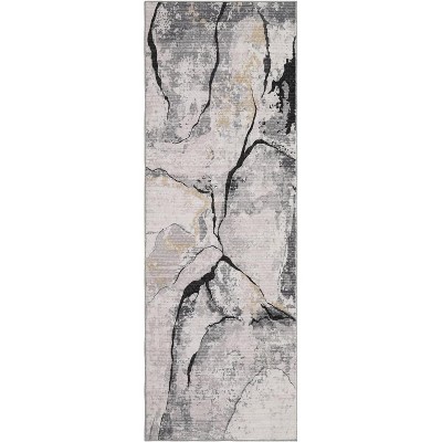 Machine Washable Runner Rug, Modern Abstract Non-Slip Hallway Carpet for Kitchen Bedroom, Thin Foldable Stain-Resistant Floor Mat