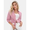 EXLURA Womens Striped Button Down Shirts Long Sleeve Stylish Collared Office Work Blouses Tops - 4 of 4
