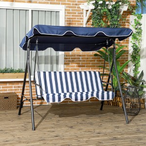 PAGED Porch Swing with Stand Outdoor Swing with Canopy, Pivot Storage Table, 2 Cup Holders, Cushions for Backyard, Porch, Garden - 1 of 4