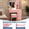 Vanity Desk w/ Mirror & LED Lights, 4 Drawers, Power Outlet, Stool, 3 Lighting Modes - Makeup Dressing Table for Bedroom - 4 of 4