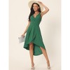 INSPIRE CHIC Women's Sleeveless High Low Wrap V Neck Midi Knit Pleated Flowy Dress with Pockets - 2 of 4